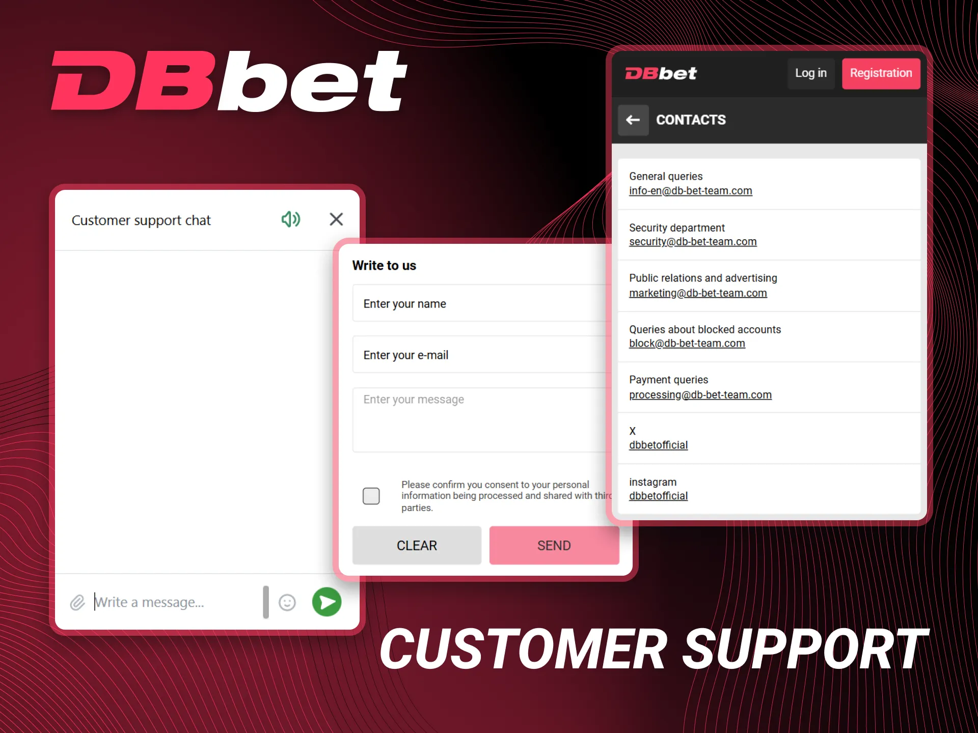 The customer service at DBbet operates around the clock.