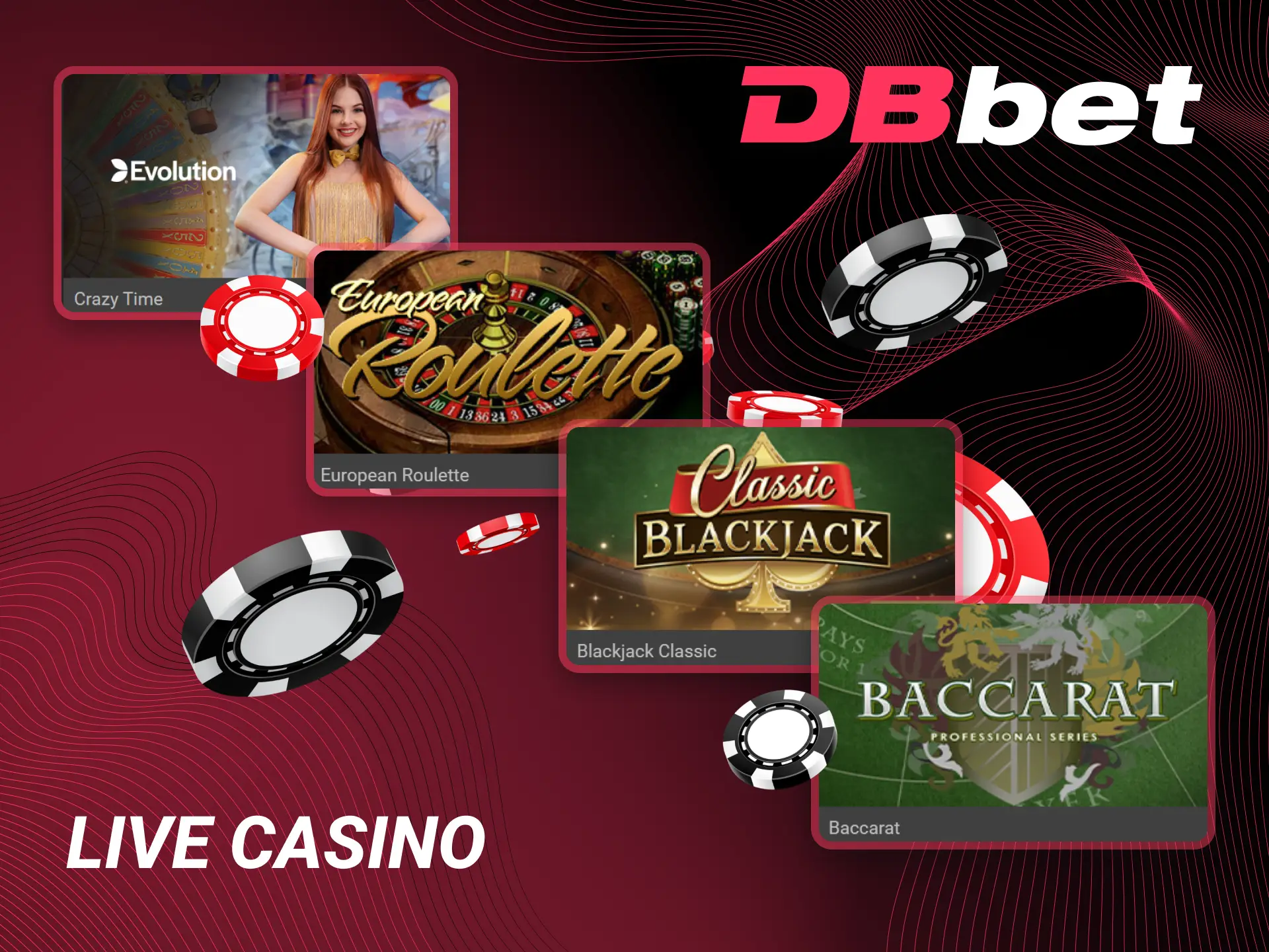 Play live casino table games with other players and professional dealers at DBbet.