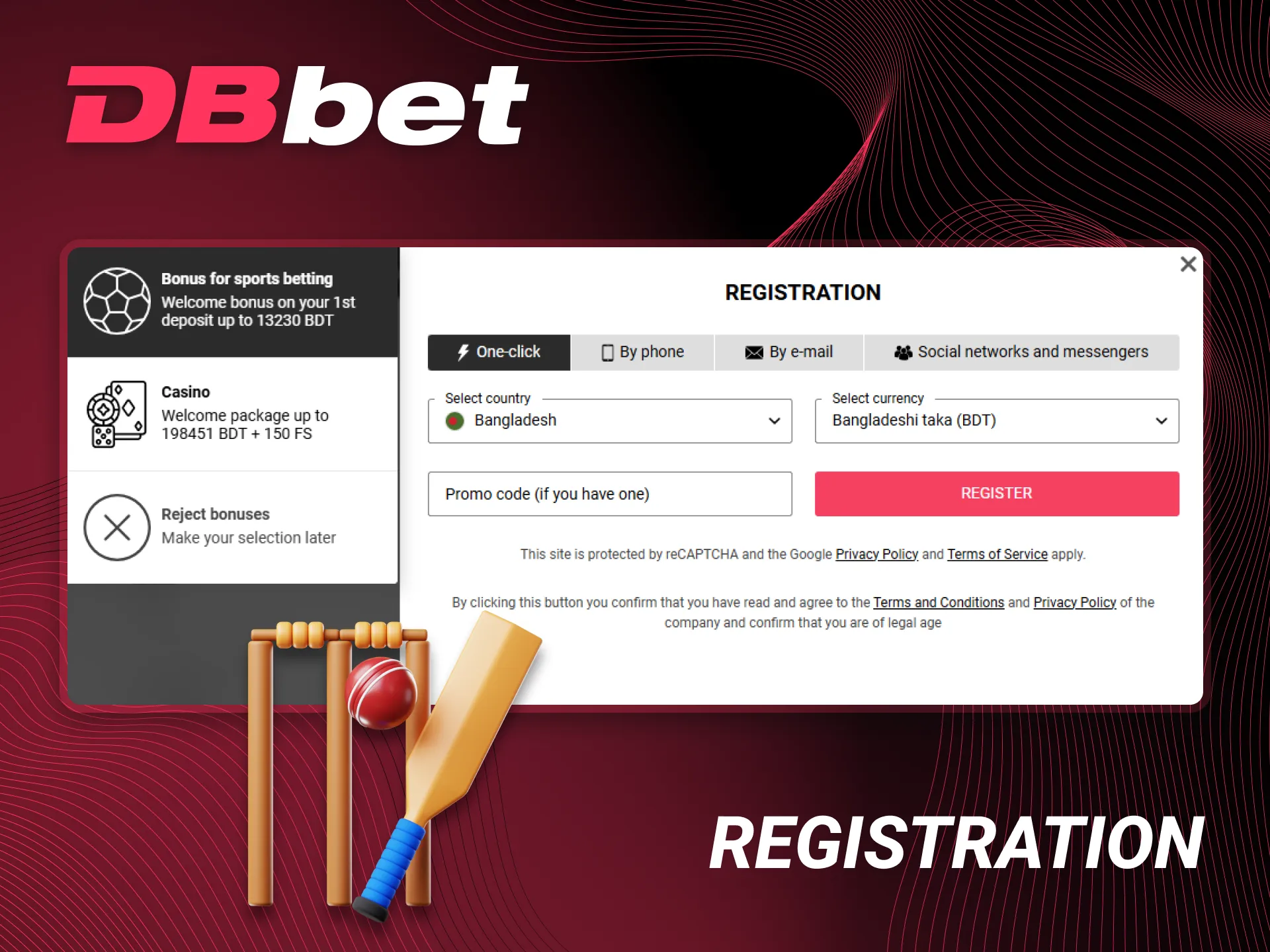 Sign up for Cricket Betting on DBbet platform.