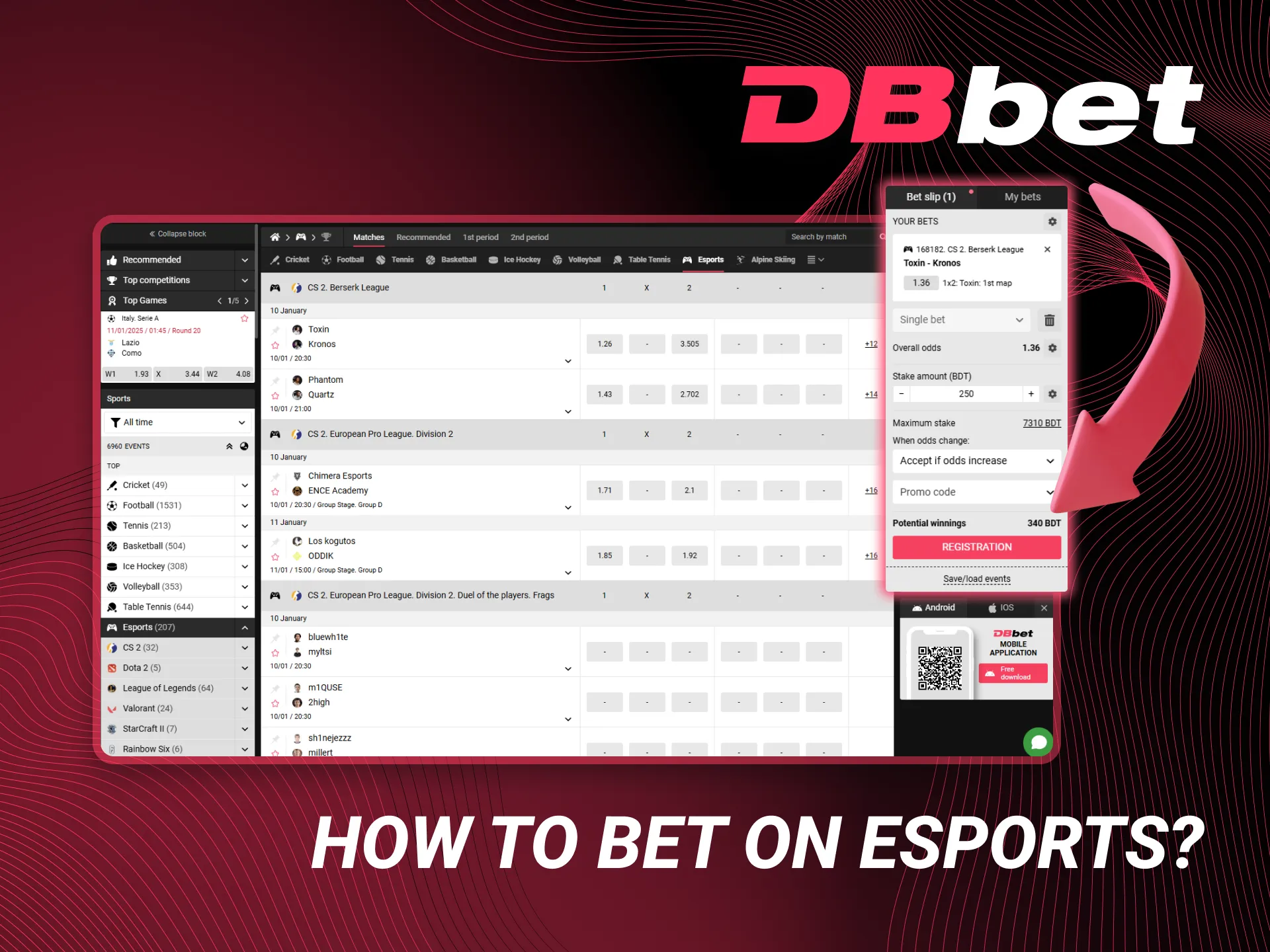 A few steps on how to place a bet on esports at DBbet.