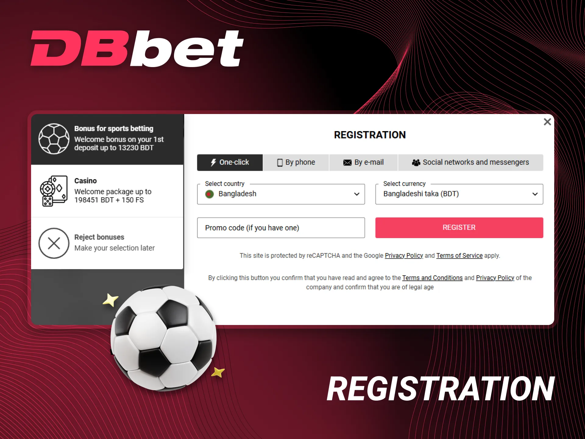 The process of registering for football betting at DBbet.