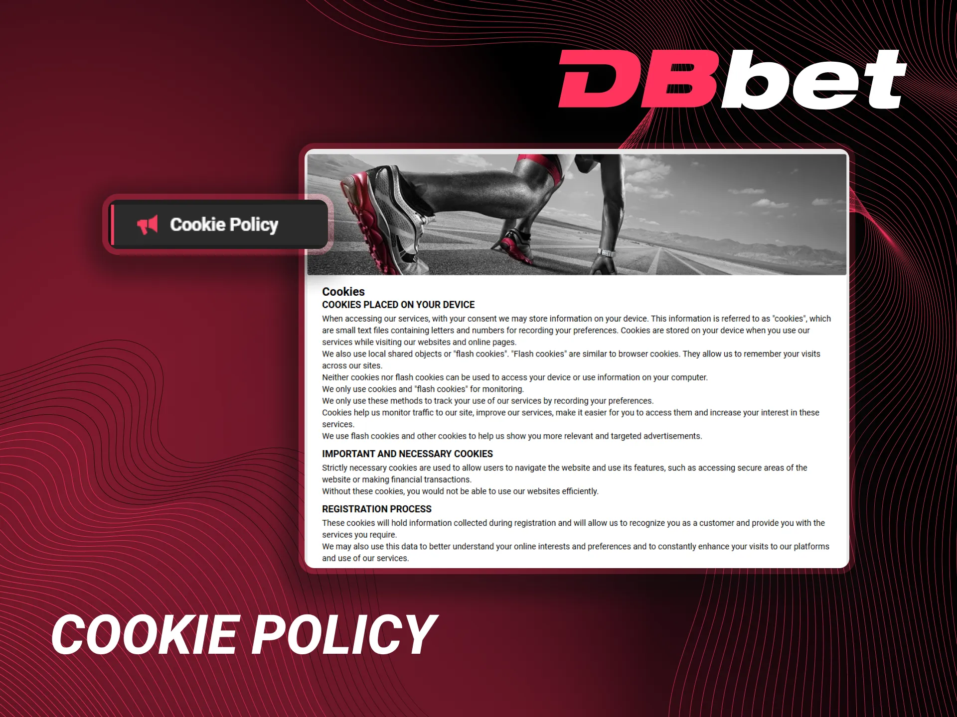 Cookie policy at the DBbet website.