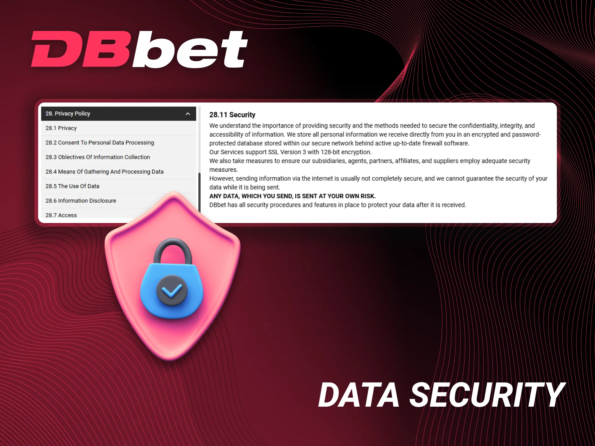 Data security at the DBbet platform.