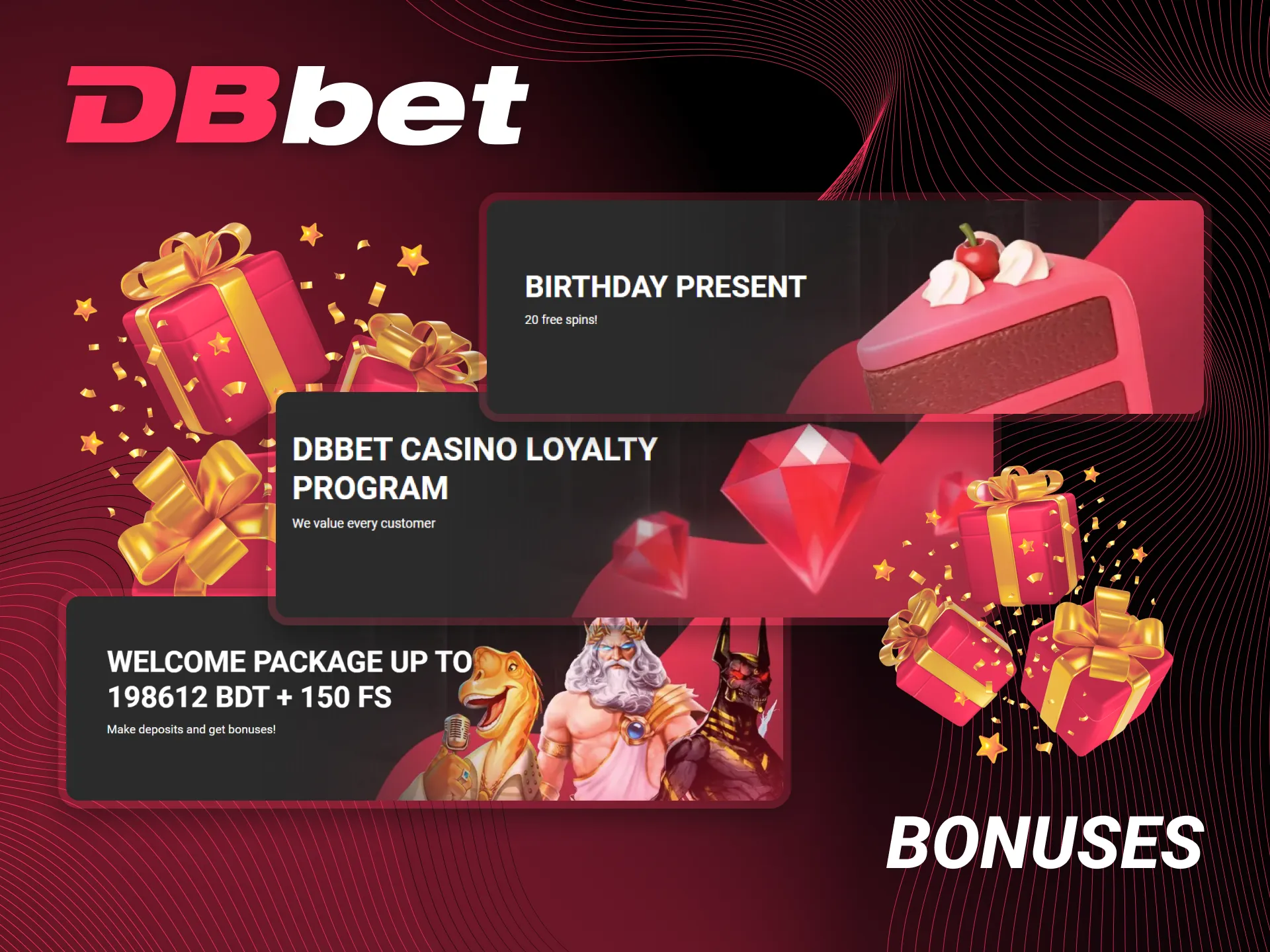 The DBbet platform provides bonuses for slots that you can use while playing.