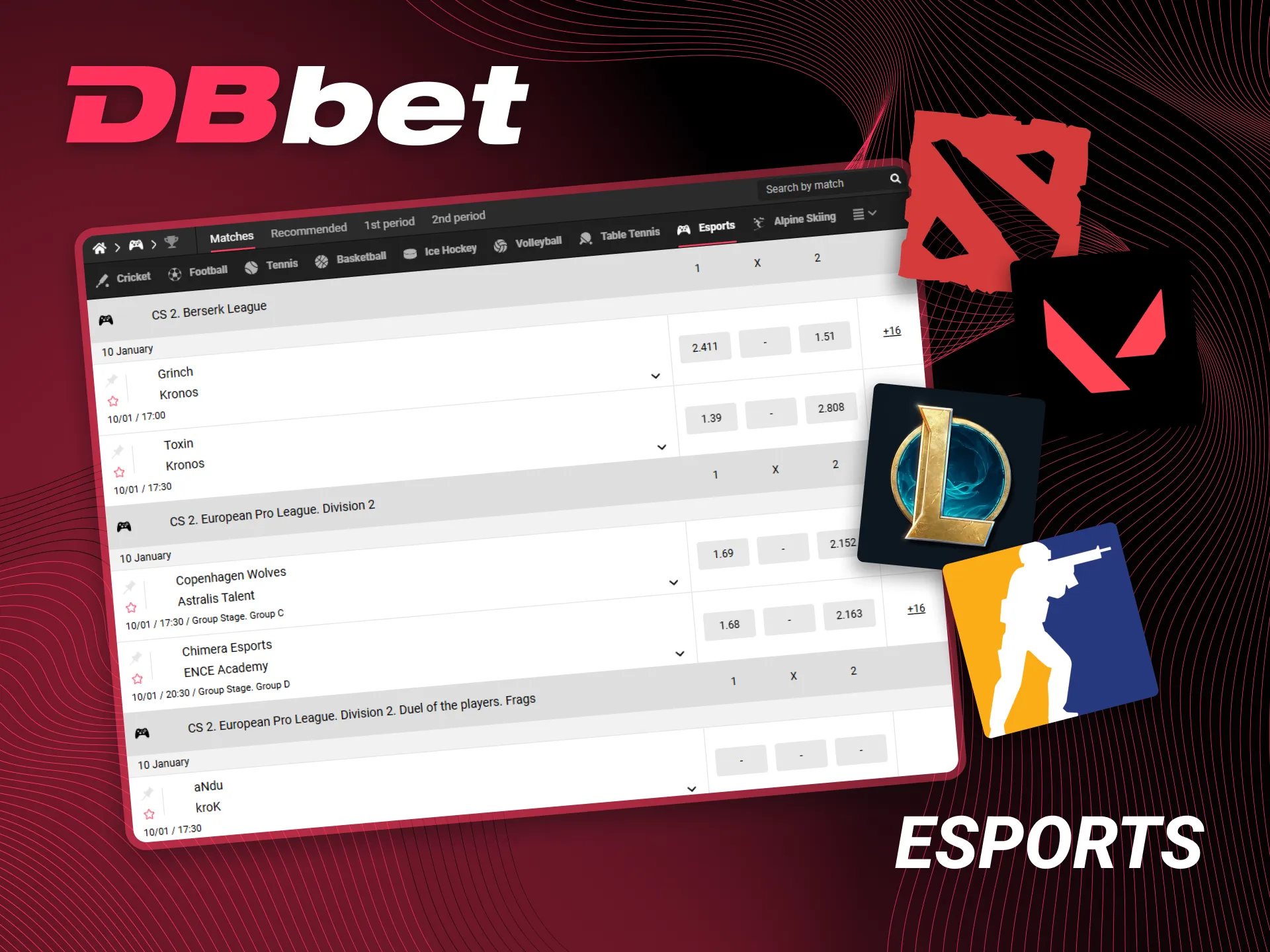 Place bets on eSports on the DBbet platform.