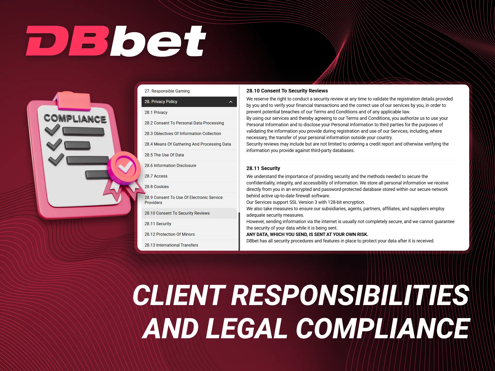 The obligations and legal requirements for users on the DBbet platform.