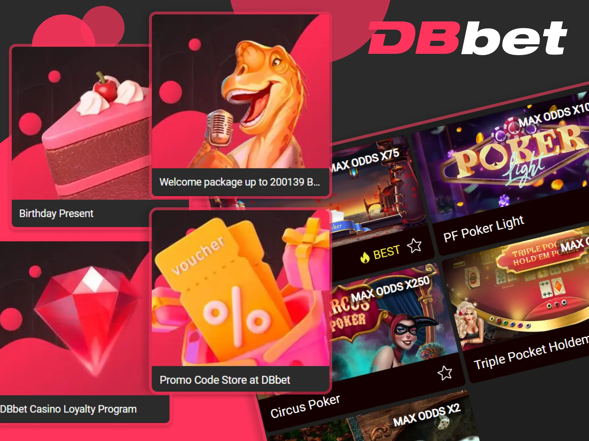 Select your preferred bonus for playing poker at Dbbet.