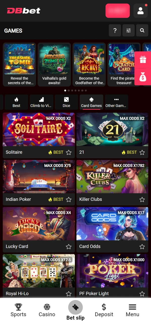 Select a poker category on Dbbet and start playing.