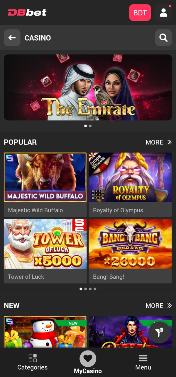 Select a slot to play at DBbet.