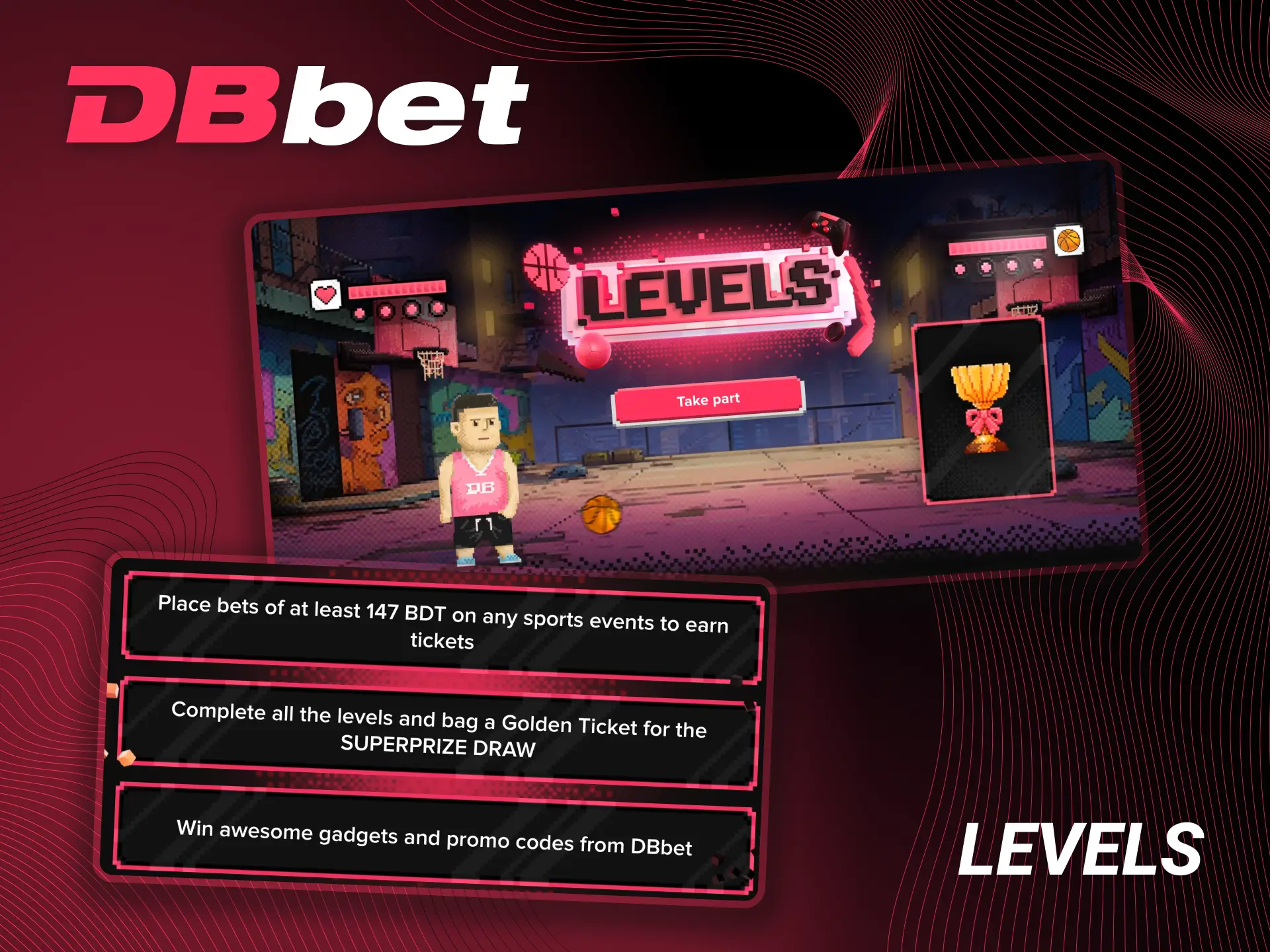 Complete levels at DBbet and get your Golden Ticket.