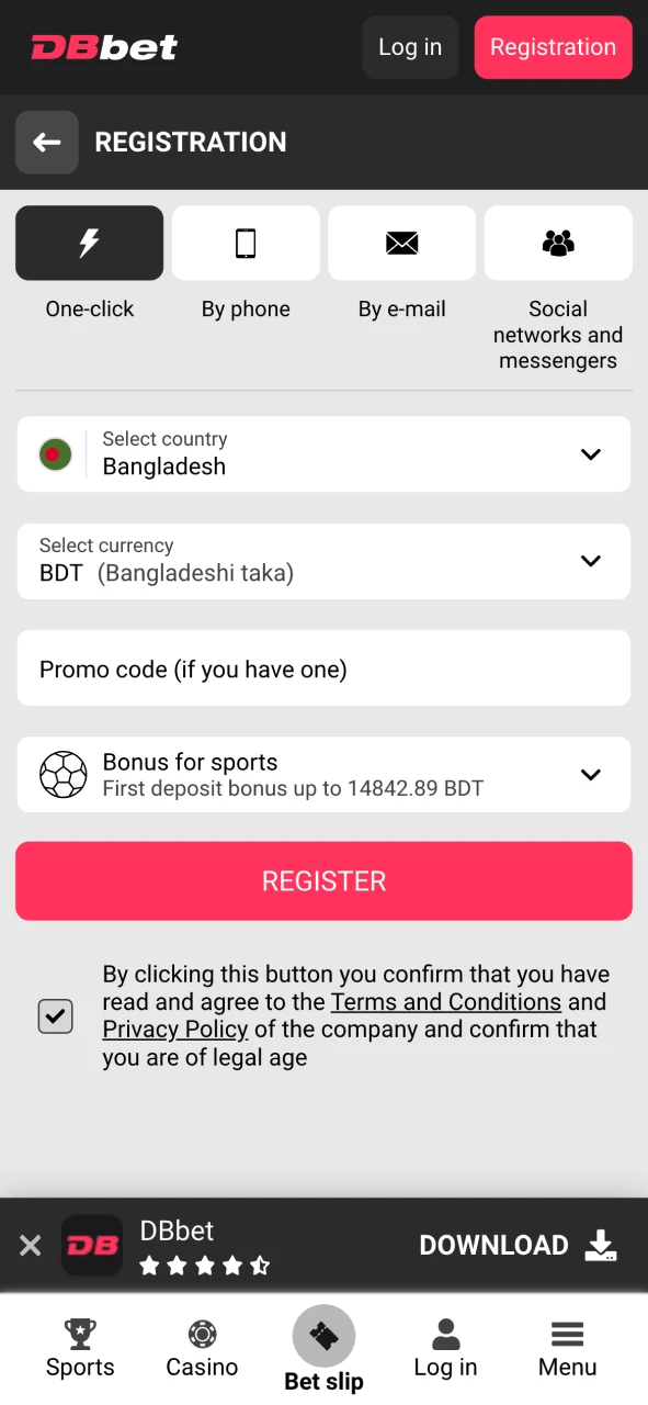 Register in DBbet app, start winning today.